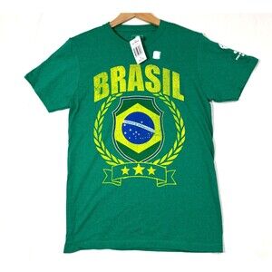 FIFA World Cup Brazil Official 2014 Mens Graphic T-Shirt Green Crew Neck S NWT